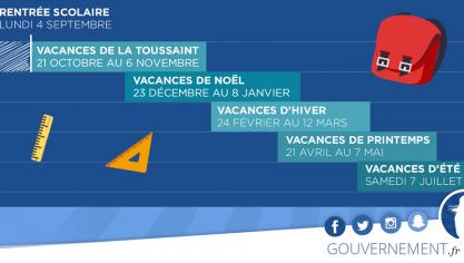 Les vacances scolaires 2017-2018 de la zone B.